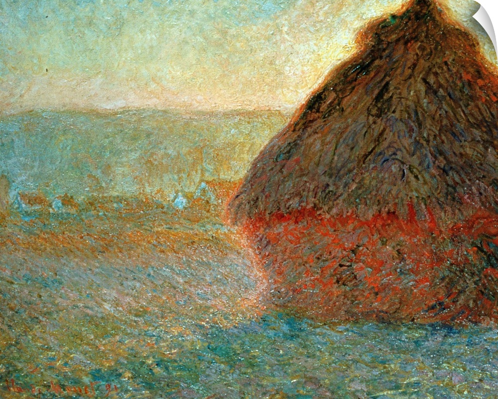 Haystack At Sunset By Claude Monet