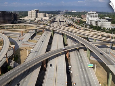 High five interchange on quiet Sunday morning in Dallas, Texas.