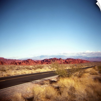 Highway entering the Valley of Fire in Nevada.