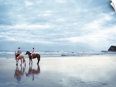 Horse ride along the beach, Pakiri, New Zealand