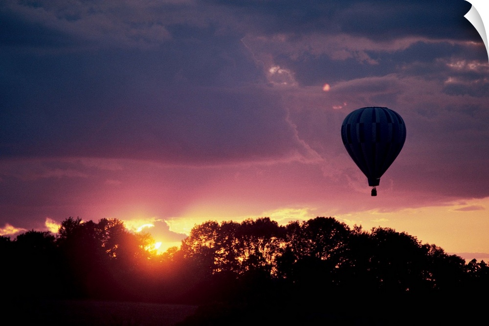 Hot air balloon at sunset
