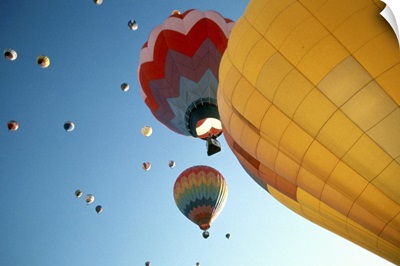 Hot air balloons floating in sky