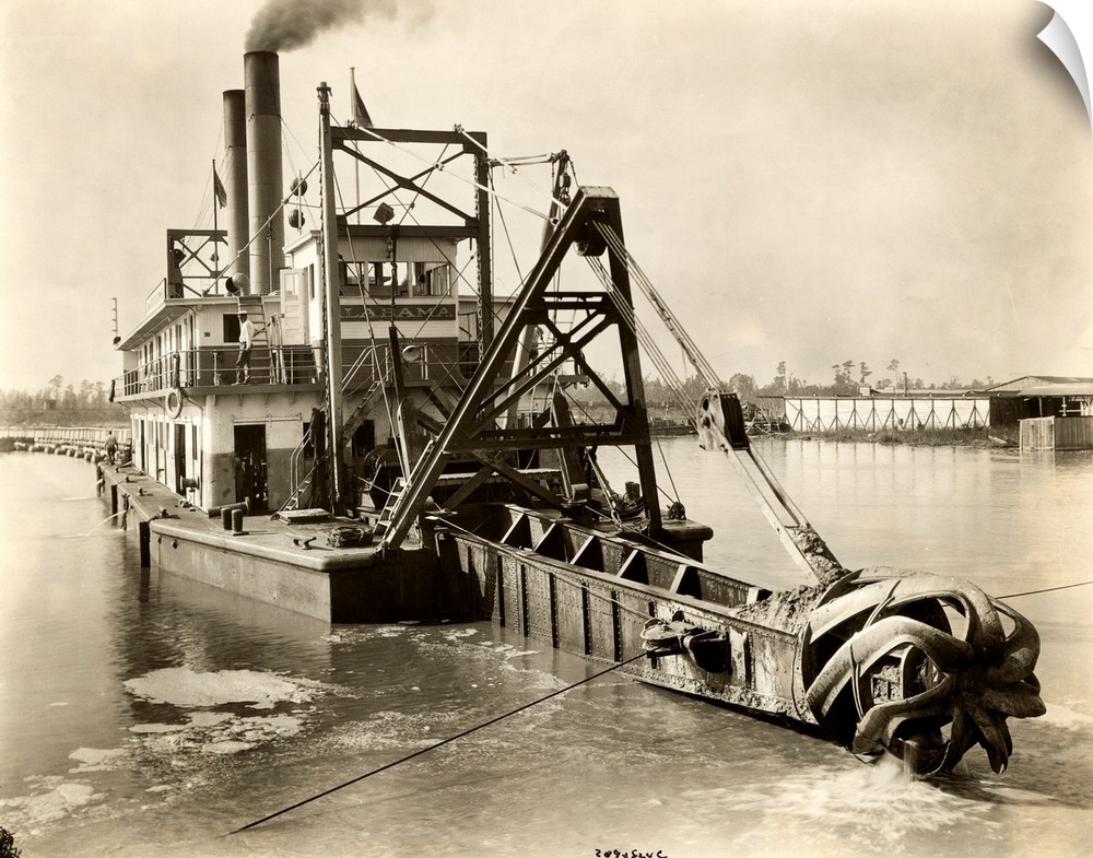 A dredge is used in underwater excavation.