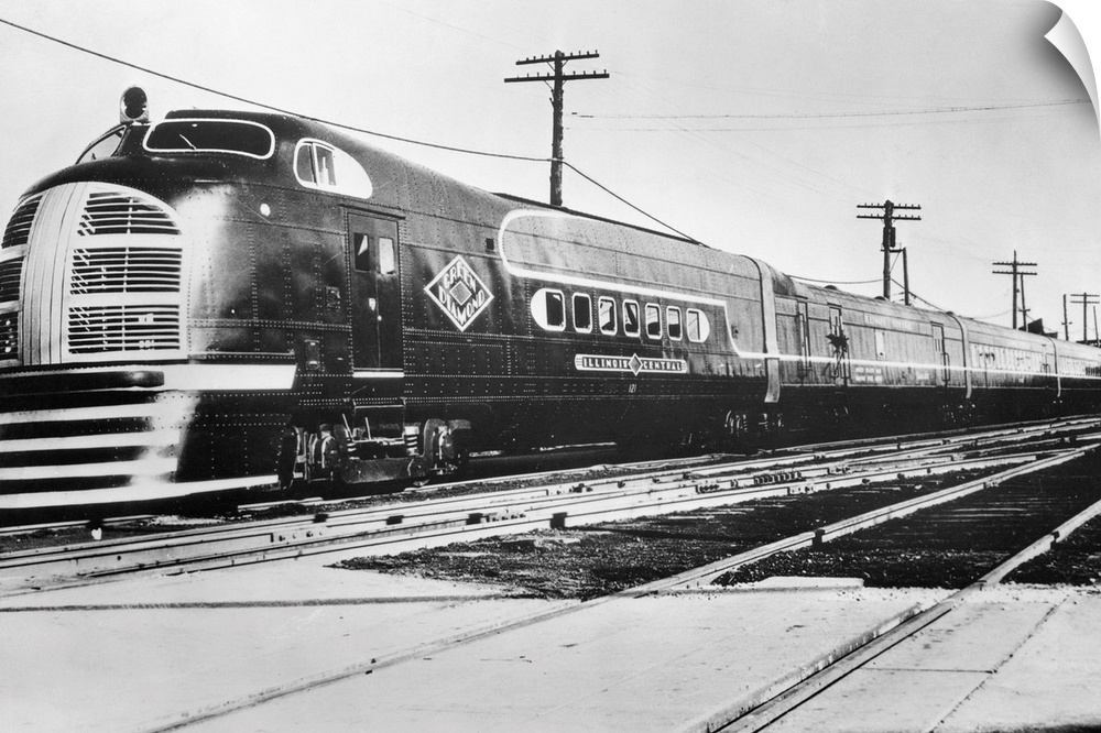 The Green Diamond, an Illinois Central Railroad electric train, is equipped with a 1200 HP diesel engine with General Elec...
