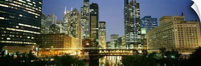 Illinois, Chicago, skyline at night