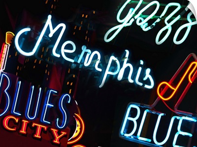 Illuminated signs on Beale Street in Memphis