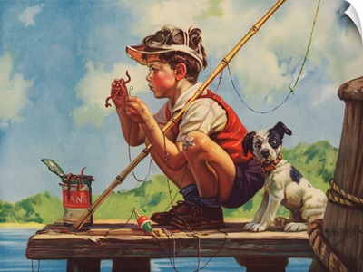 Illustration Of Boy Hooking Bait