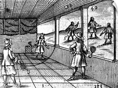 Illustration Of Indoor Tennis From Orbis Sensualium Pictus