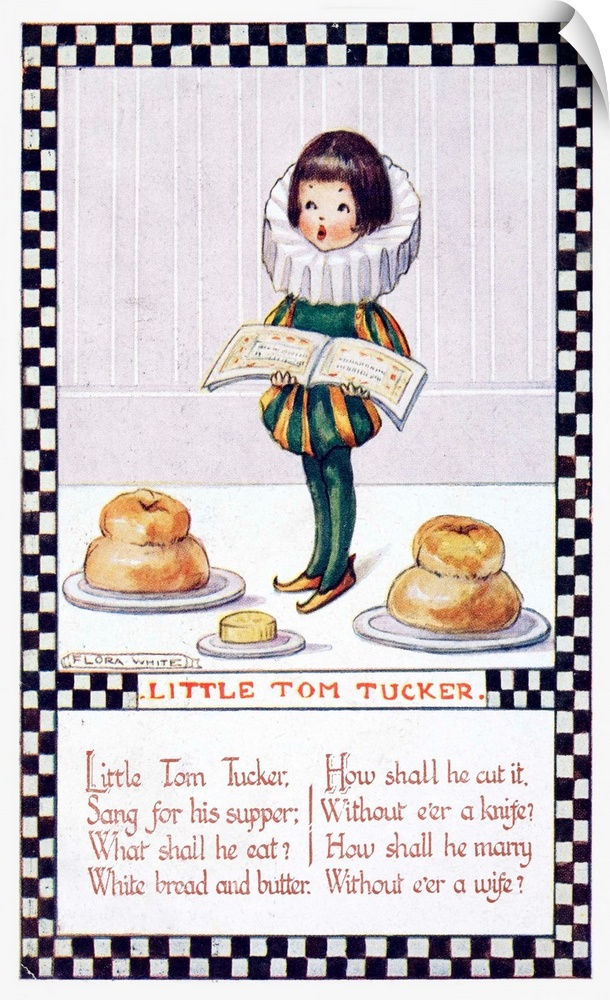 Flora White nursery rhyme card of Little Tom Tucker.