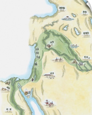 Illustration of strip of land known as the 'fertile crescent'