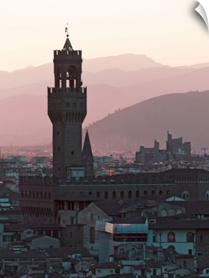 Italy, Florence, Towers in city at dusk