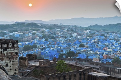 Jodhpur (Rajasthan, India) Blue City seen from Jodhpur Fort at sunset.