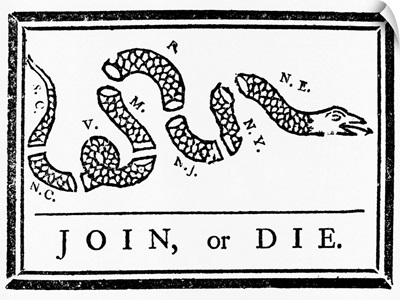 Join, Or Die Political Cartoon By Benjamin Franklin