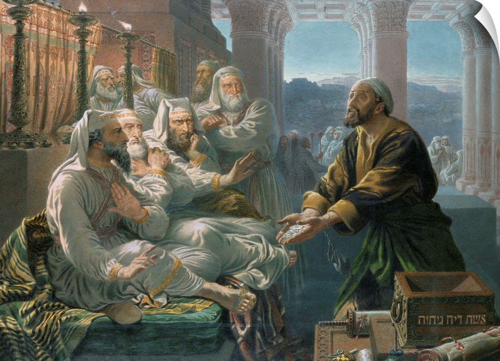 Judas And The Thirty Pieces Of Silver For Betraying Christ By Hubert Von Herkomer