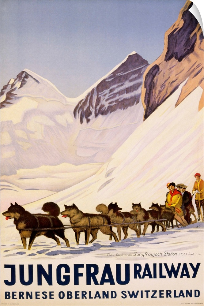 ca. 1928 --- Jungfrau Railway Poster --- Image by .. Swim Ink 2, LLC/CORBIS