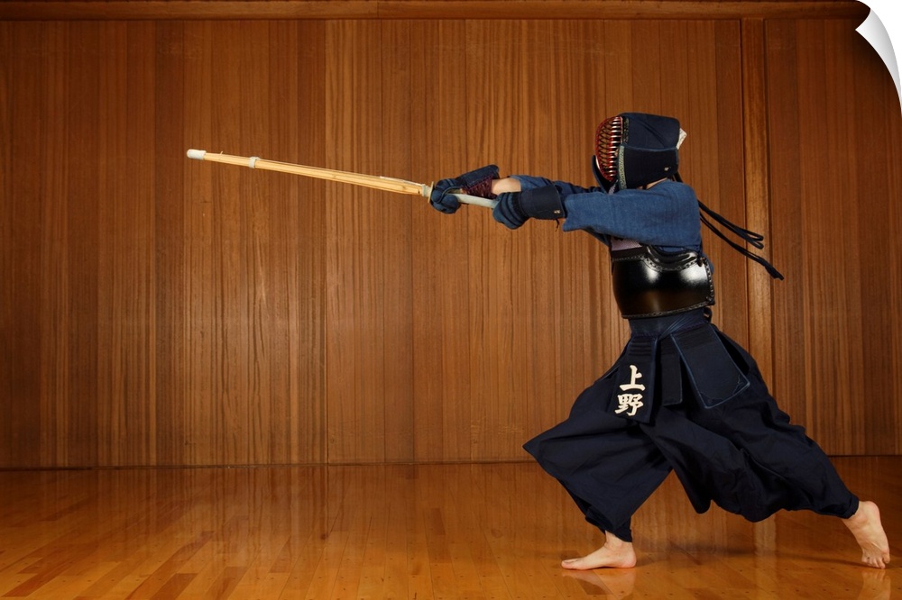 Kendo Fencer Practicing