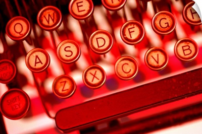 Keyboard of antique typewriter, close-up