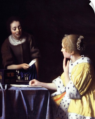 Lady With Her Maidservant Holding A Letter By Jan Vermeer