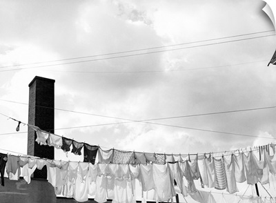 Laundry Drying On Clotheslines