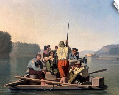 Lighter Relieving A Steamboat Aground By George Caleb Bingham
