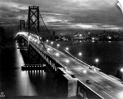 Lights Illuminate The Newly Completed San Francisco Oakland Bay Bridge