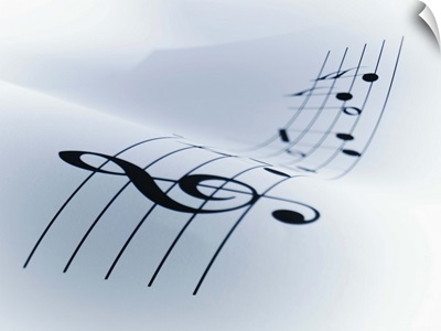 Line of music on undulating music sheet