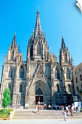 Low angle view of Barcelona Cathedral, Barcelona, Spain