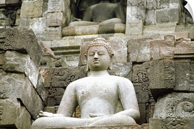 Low angle view of the Statue of Buddha, Borobudur Temle, Java, Indonesia