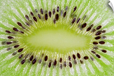 macro of sliced kiwi