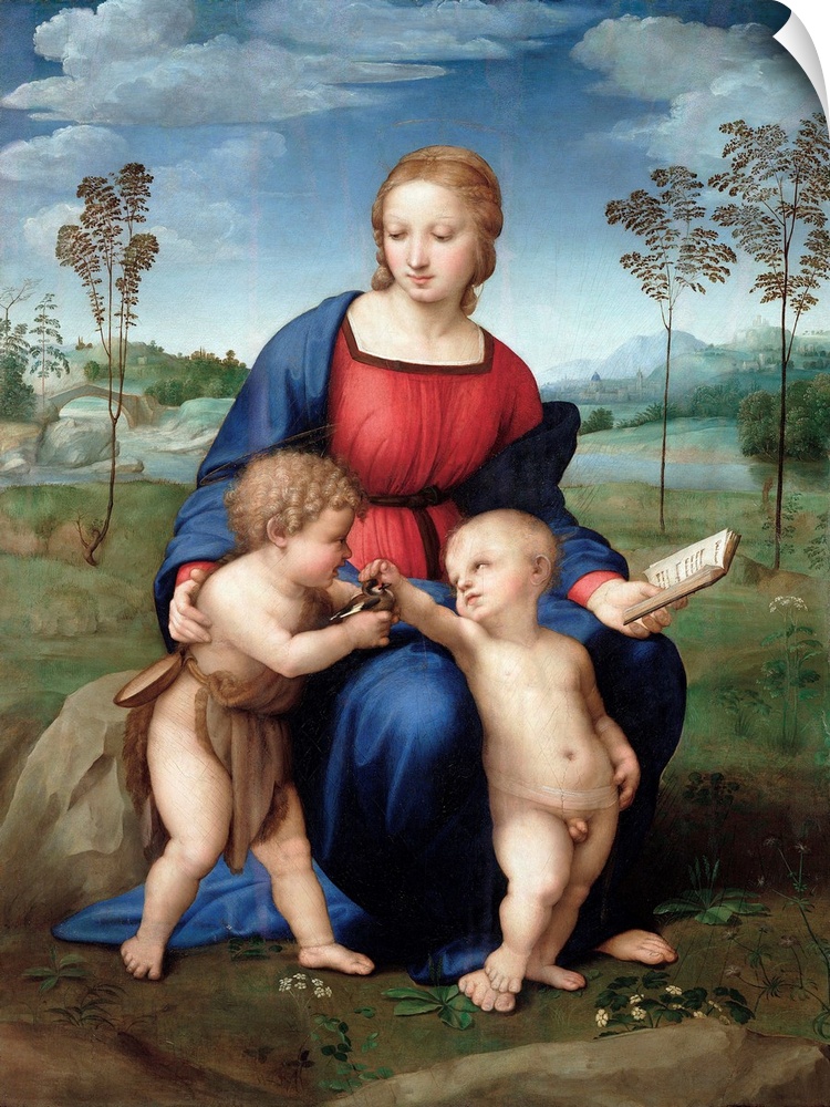 1505-1506. Tempera on panel. 77 x 107 cm (30.3 x 42.1 in). Galleria degli Uffizi, Florence, Italy.