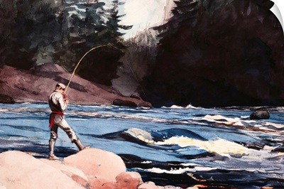 Man Fishing A New England Stream By Winslow Homer