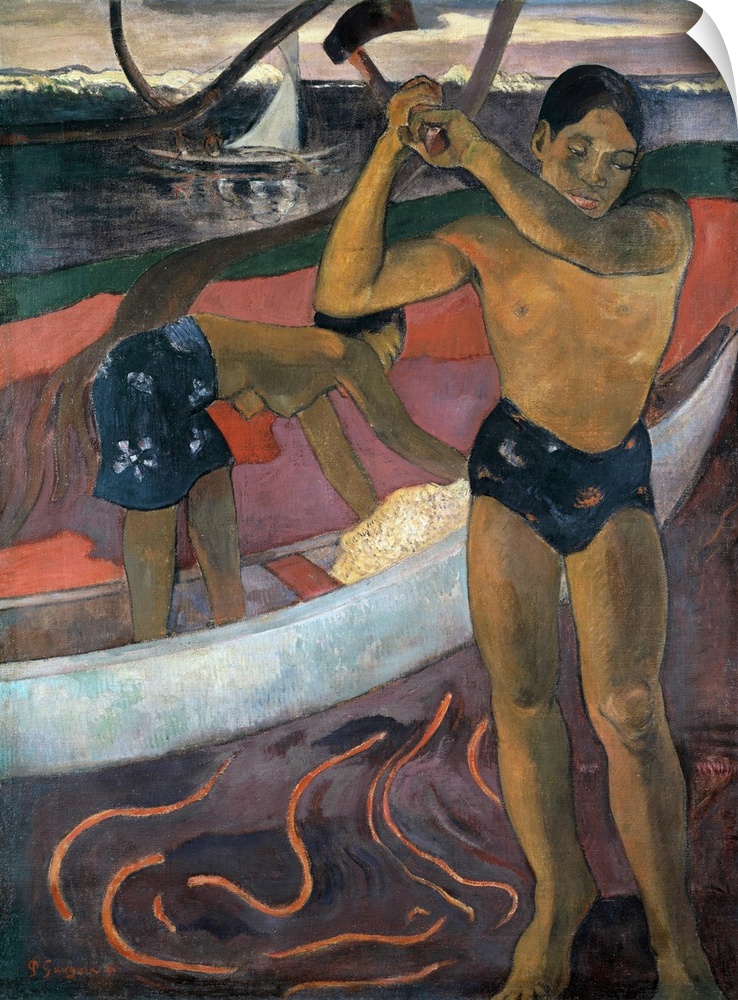Man with ax, painting by Paul Gauguin (1848-1903), 1891.
