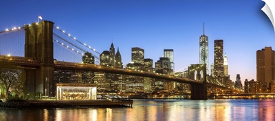 Manhattan and Brooklyn Bridge at dusk, New York City