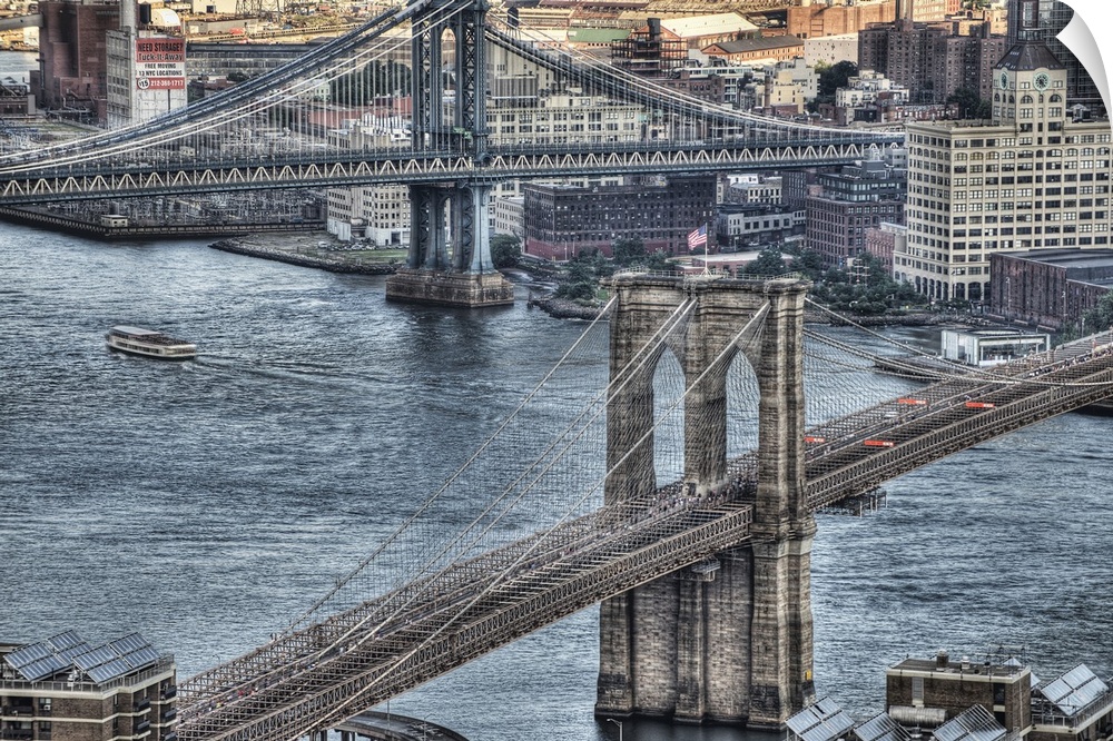Brooklyn and Manhattan Bridges and DUMBO area in Brooklyn.