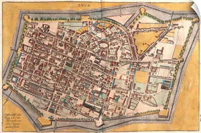 Map of Lucca, Italy from Civitates Orbis Terrarum