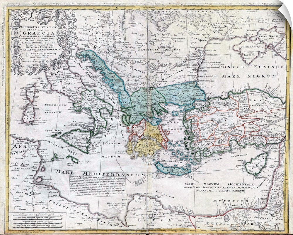 By Homann Heirs (Imperii Turcici Europaei Terra), 1741, 24 x 20 in (60.9 x 50.8 cm), hand-colored engraving, private colle...
