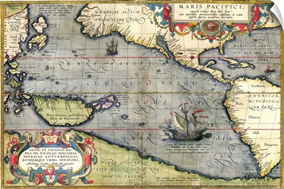 Map Of The Pacific Ocean By Abraham Ortelius