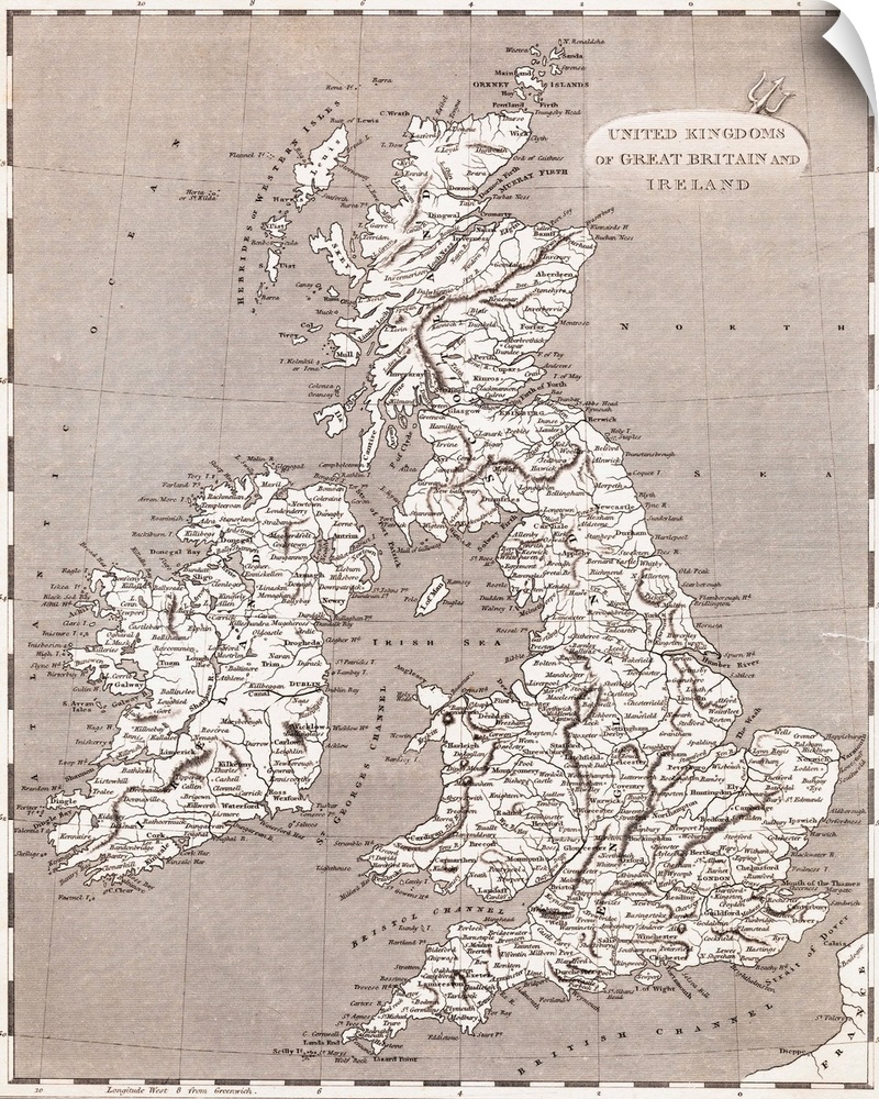 Map of the United Kingdoms of Great Britain and Ireland.