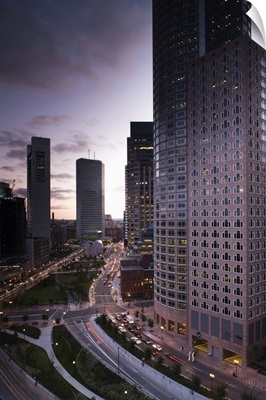 Massachusetts, Boston, Atlantic Avenue Greenway and Financial District buildings