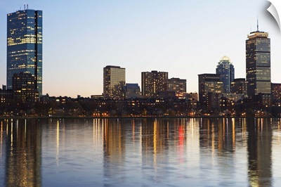 Massachusetts, Boston skyline at dusk