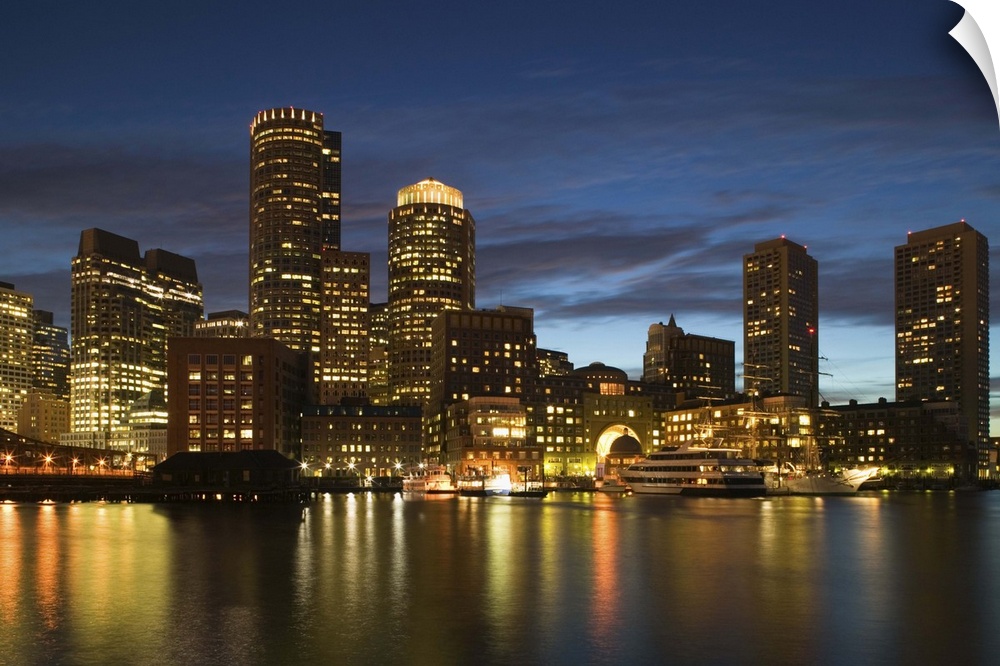 USA, Massachusetts, Boston, skyline, night