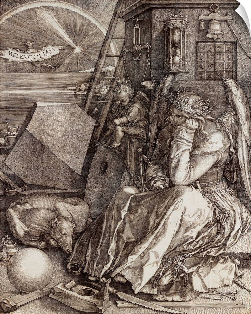 Albrecht Durer (German, 1471-1528), Melencolia I, 1514, engraving, 23.8 x 18.5 cm (9.4 x 7.3 in), private collection