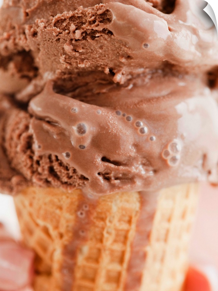 USA, New Jersey, Jersey City, Close up of melting chocolate ice cream