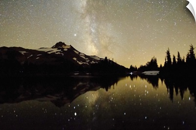 Milky Way Over Mt. Jefferson Reflected In Russell Lake