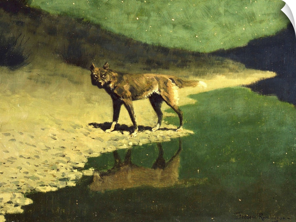 Frederic Remington (American, 18611909), Moonlight, Wolf, c. 1909, oil on canvas, 50.9  66 cm (20.1  26 in), Addison Galle...