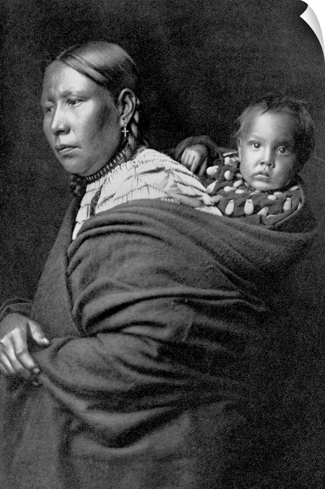 A portrait of a mother and child published in Volume III of The North American Indian (1908) by Edward S. Curtis.