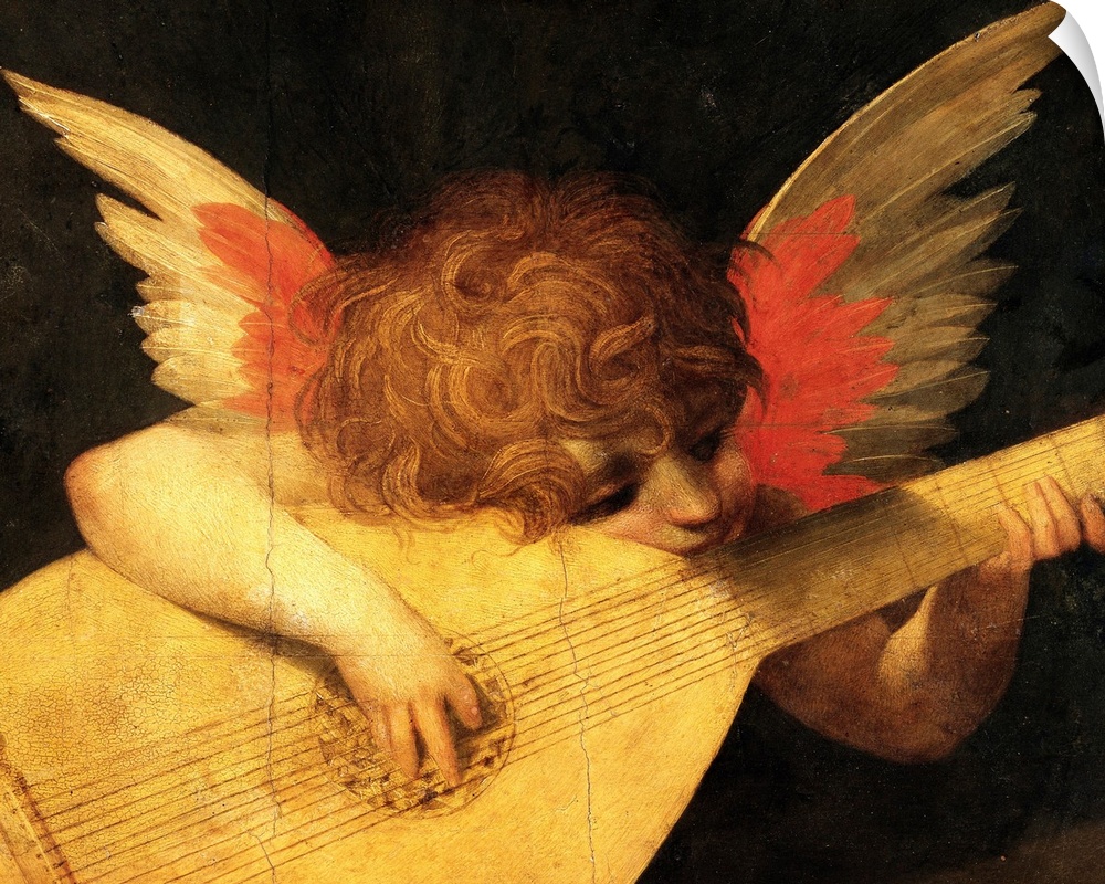 Musical Angel or Angel Musician. Circa 1522. Tempera on panel. 39 x 47 cm (15.3 x 18.5 in). Galleria degli Uffizi, Florenc...