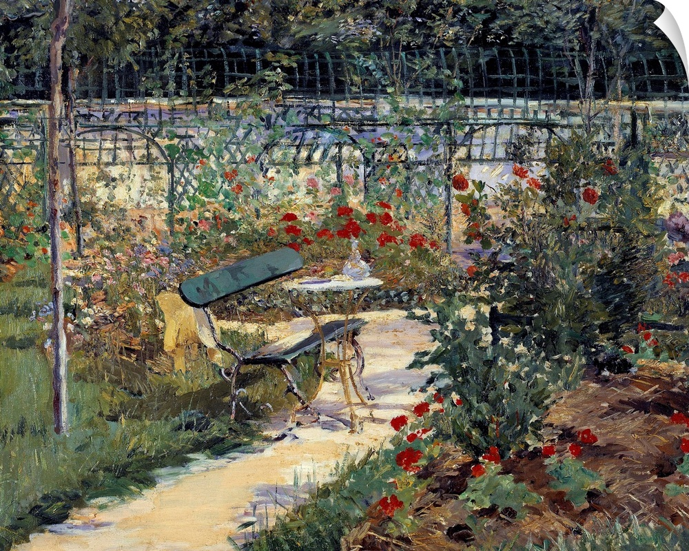My garden, the bench. Painting by Edouard Manet (1832-1883),1883. Private collection