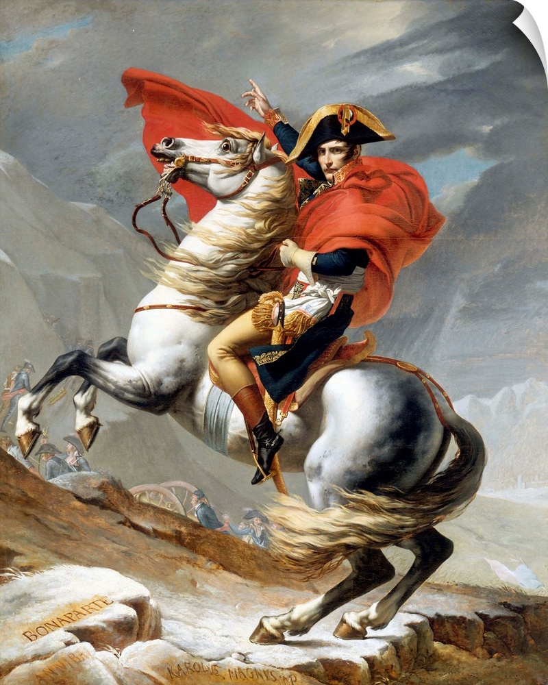 Napoleon Crossing the Saint-Bernard Pass, 20 May 1800. 1801-1802. Oil on canvas. 232 x 271 cm (91.3 x 106.7 in). Musee de ...