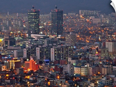 Night at Downtown Daejeon from Bomunsan in South Korea.
